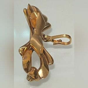 Carl Art CA 12K Gold F Bow Ribbon Watch Pendant Hook Pin Signed